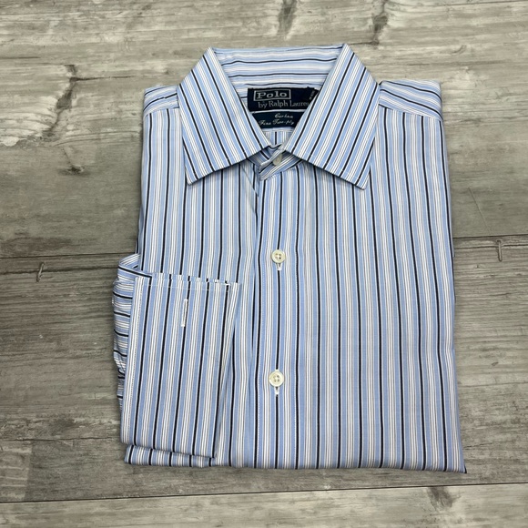 Men's Brown Classic Type Stripe  French Cuff Dress Shirt - Striped Dress Shirt - Mens Pinstripe Dress Shirt main image 0